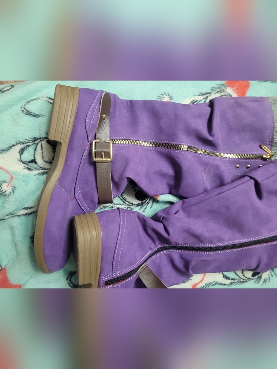 Source Unknown Shoes - Purple Women's Mid-Calf Buckle Boots - Unbranded
